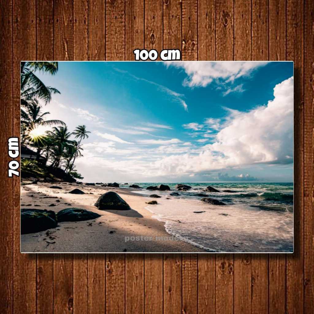 Lukisan Poster Cetak real pemandangan pantai new produk Xtra jumbo / pemandangan pantai / pemandanga