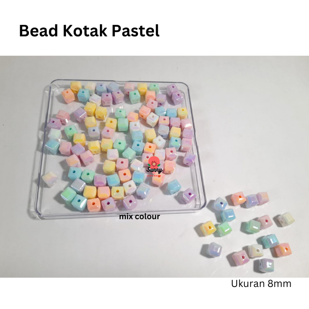 Bead Kotak Pastel / Bead Kotak Glossy / manik premium / manik import / manik dadu / manik diy / mani