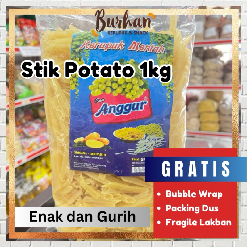 

Kerupuk Stik Potato 1kg | Burhan Kerupuk Grosir Jember | Gurih Renyah dan Dijamin Mekar