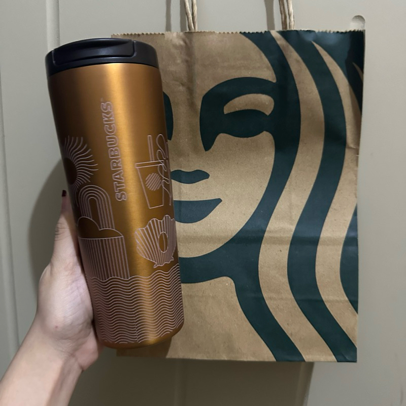 Preloved Tumbler Starbucks Bronze Gold Mermaid Siren Stainless Steel Starbucks Tumbler Original