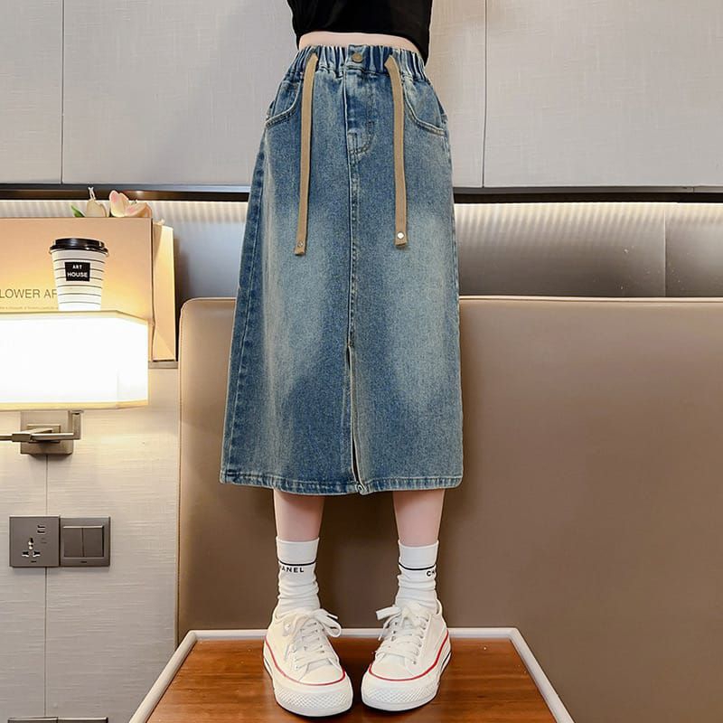 NEW ARIVAL Rok Jeans Anak Tanggung Perempuan Model Belah Depan Usia 7 _ 13 Tahun  Rok import Model T