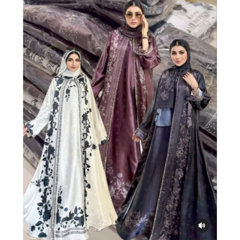 Dress Mewah Abaya Cardigan Set Hijab by Shellasaukia