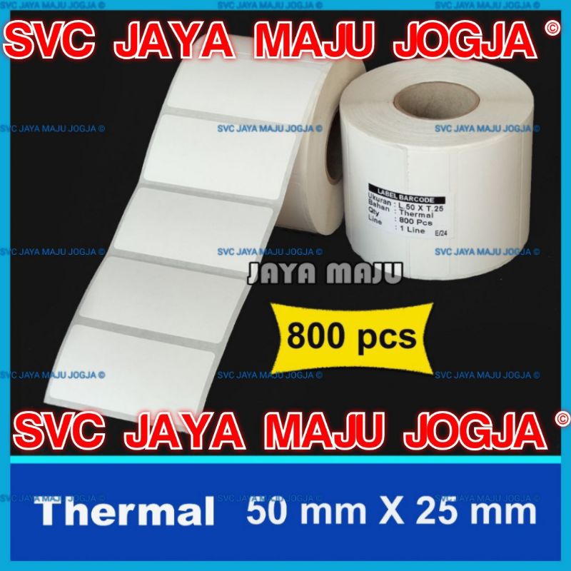 

50 X 25 THERMAL TOP COAT - 1 LINE - FACE OUT - ISI 800 PCS || CORE 1" || LABEL BARCODE DIRECT THERMAL TIDAK PAKAI RIBBON || 50X25 - JAYA MAJU JOGJA