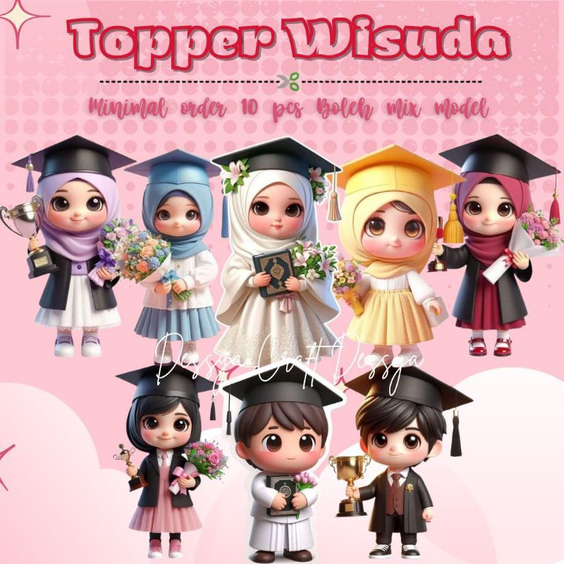 Topper Wisuda Anak Tk Gemoy | Topper Buket | Pelengkap Buket | Topper wisuda TK Lucu