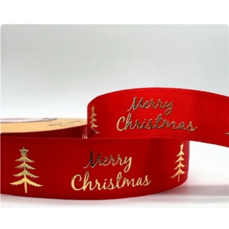 

( 1 roll ) pita natal merry christmas ukuran 2.5 cm