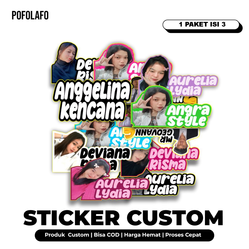 

STICKER FOTO DAN TULISAN CUSTOM NAMA BAHAN ANTI AIR