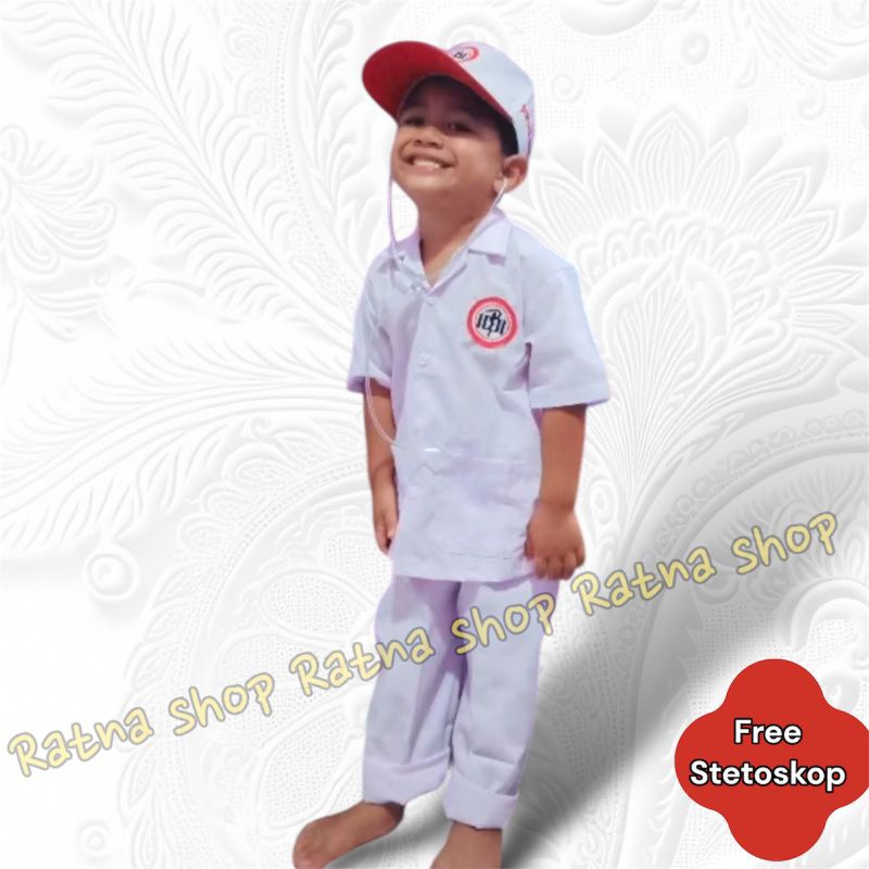 BAJU DOKTER ANAK LENGAN PENDEK PAUD-TK-SD /SETELAN BAJU DOKTER ANAK PAUD-TK -SD LENGAN PENDEK