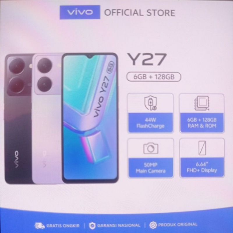 Vivo Y27 5G/4G RAM 8GB+256GB  Hp 6.64 inch/Baterai 5000mah