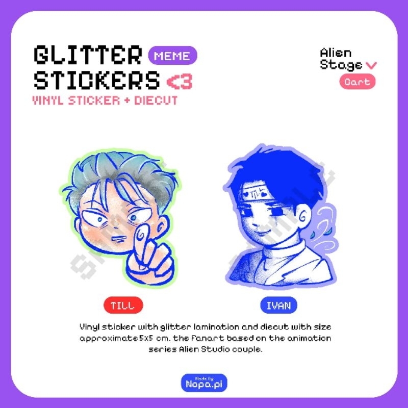 ALIEN STAGE MEME GLITTER STICKER FAN MERCH BY NOPA.PI on IG (LIMITED STOCK) // Stiker vinyl glitter 