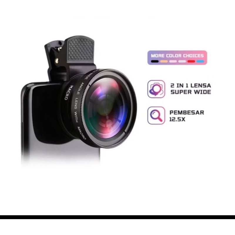 Macro Lens Wiper MacRO 2in1 Lensa Kamera Super Wide Angel Aksesoris Hp