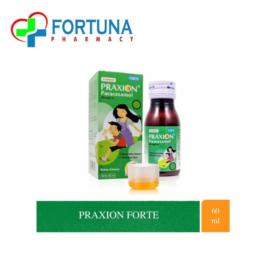 PRAXION FORTE 250MG/5 ML SIRUP | 60ml | Paracetamol Sirup | Penurun Panas Demam dan Nyeri Anak