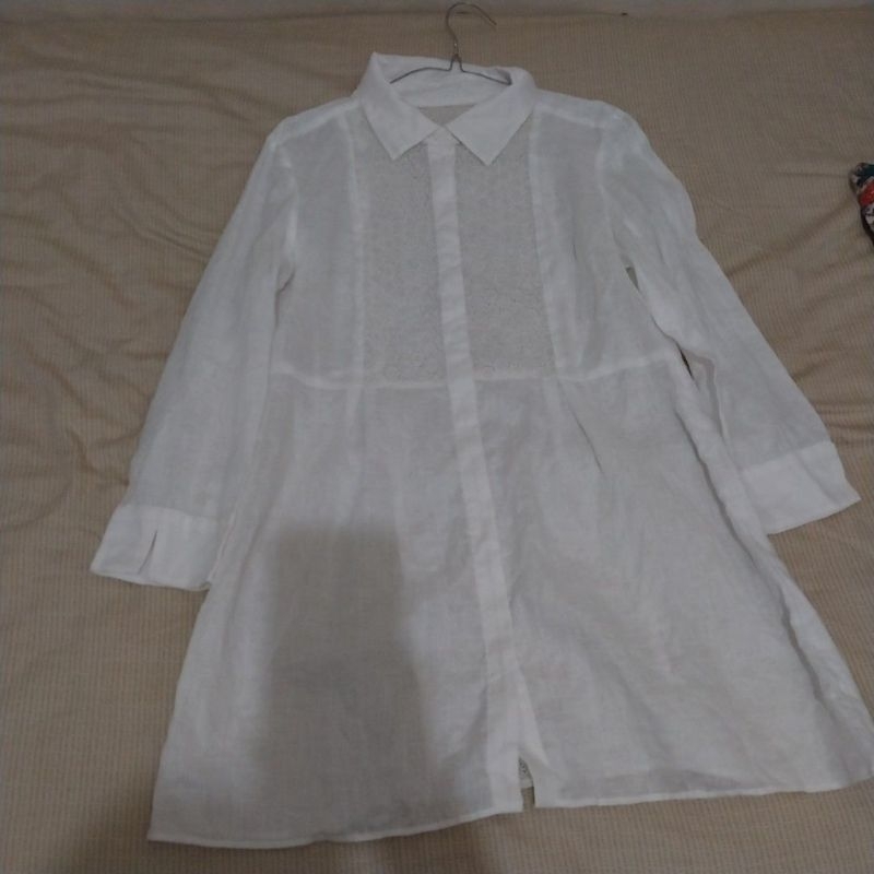 COURREGES tunik linen eyelet bordir