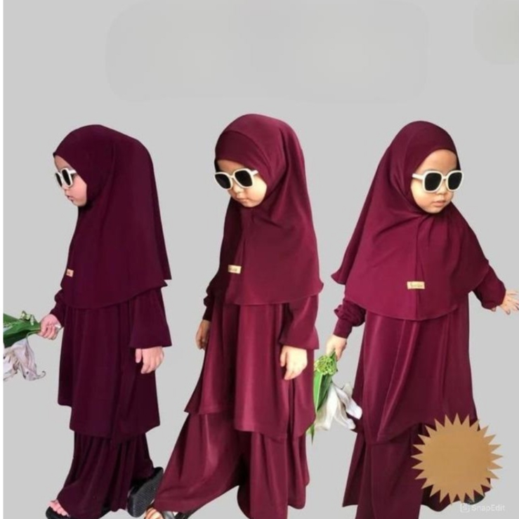 Setalan Anak Jersey Couple One Set Muslim ( Tunik - Kulot ) Free Hijab Setelan Kekinian Staylish