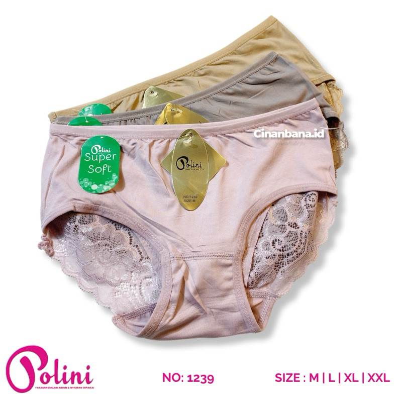3 Pcs Cd Polini 1239 Renda Celana Dalam Wanita Super Soft