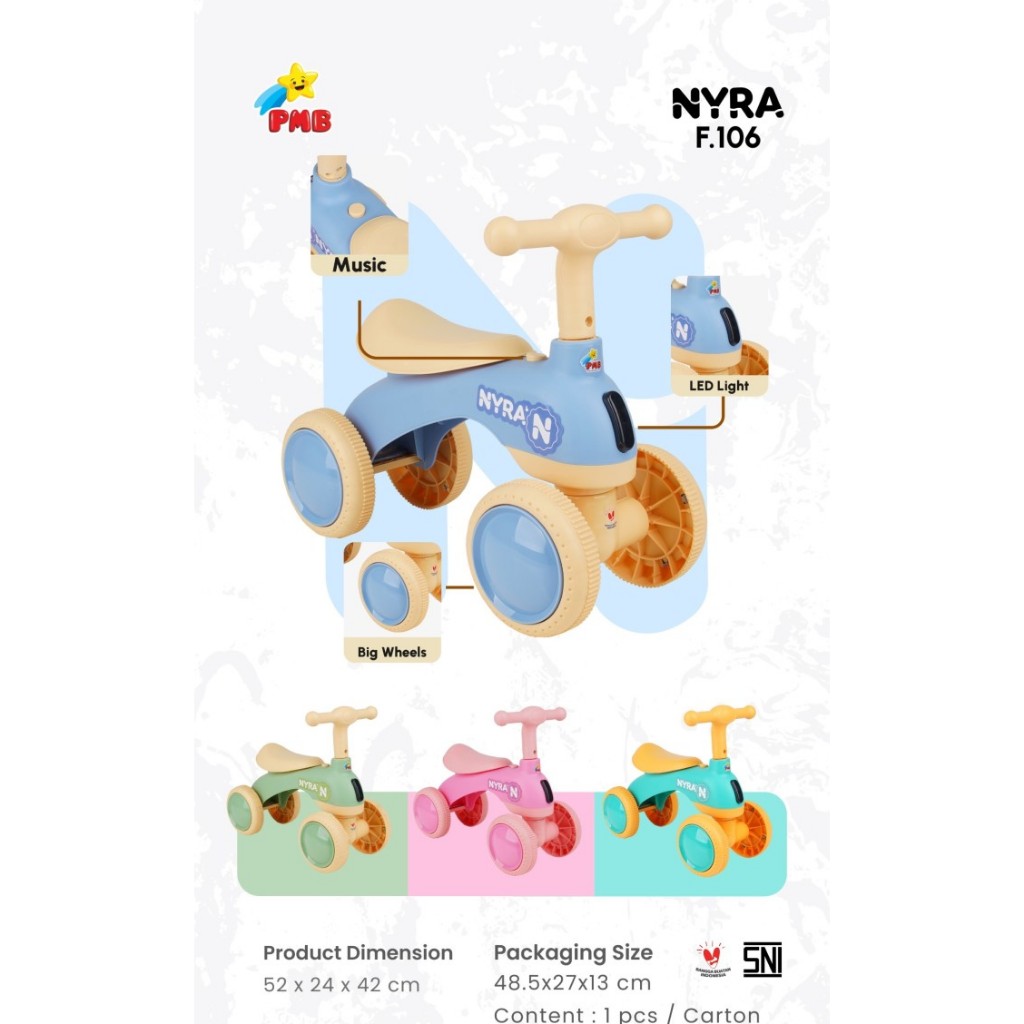RIDE ON TOLO MAINAN ANAK PMB NYRA F106 MUSIK LAMPU TOLOCAR ANAK PMB NYRA F 106 MOTOR VESPA UNIK LUCU