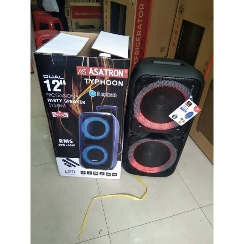 WIRELESS ASATRON TYPHOON 2 X 12 INCH / SPEAKER AKTIF PORTABLE BLUETOOTH ASATRON DUAL 12 INCH / SPEAK