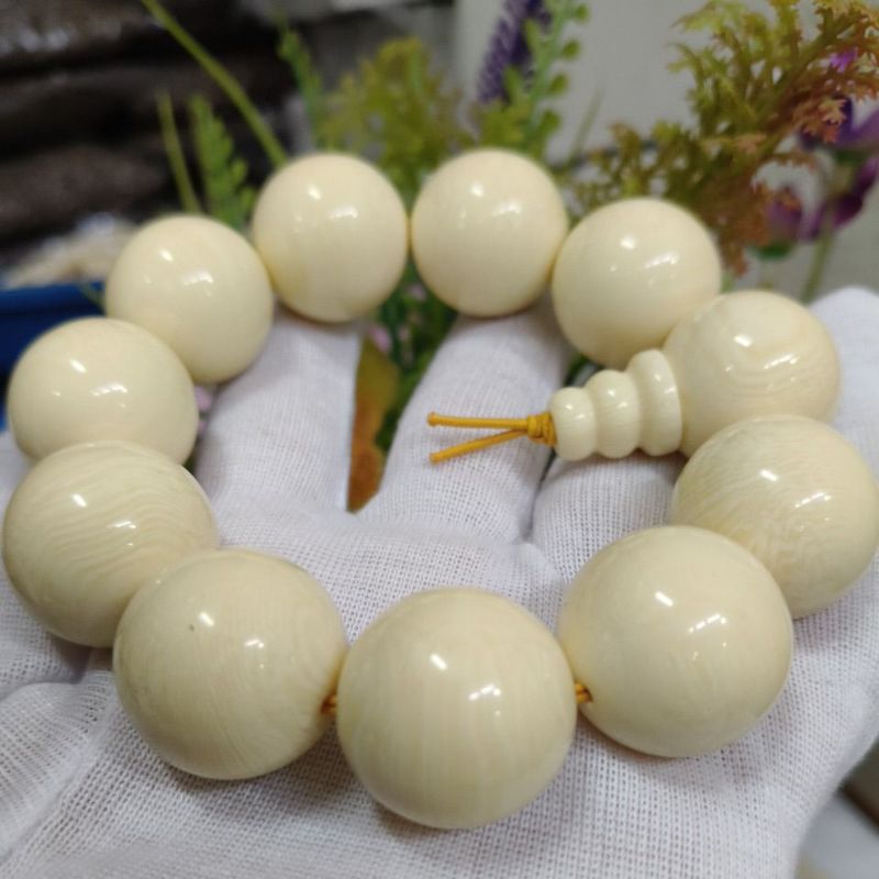 tasbih gelang tangan/kalung gading gajah ukuran 16.20.22mm tasbih 8 mm