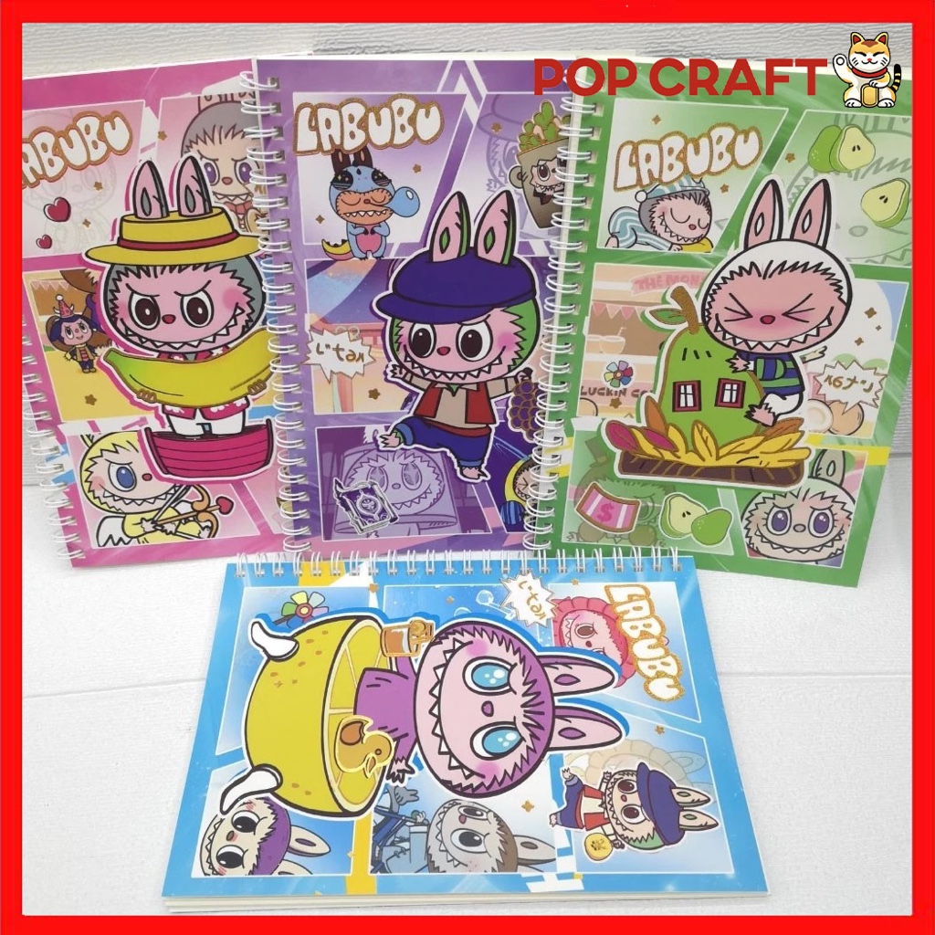 

PC Notebook A5 Buku Tulis RIng Motif Labubu / Buku Diary Note Sekolah Paper Kertas Buku Harian MB30