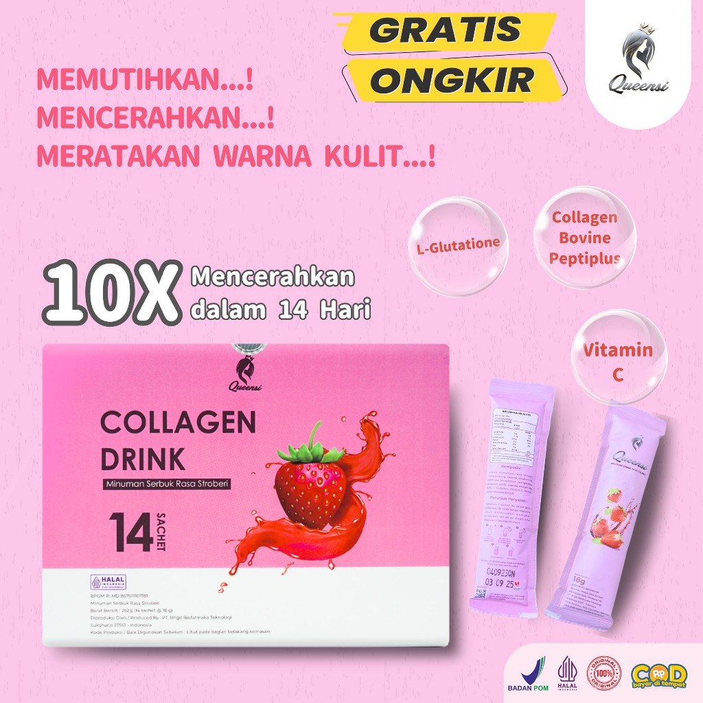 QUEENSI COLLAGEN DRINK MINUMAN 100% ORIGINAL | QUEENSl MINUMAN COLAGEN | QUEENSI MINUMAN KOLAGEN PEN