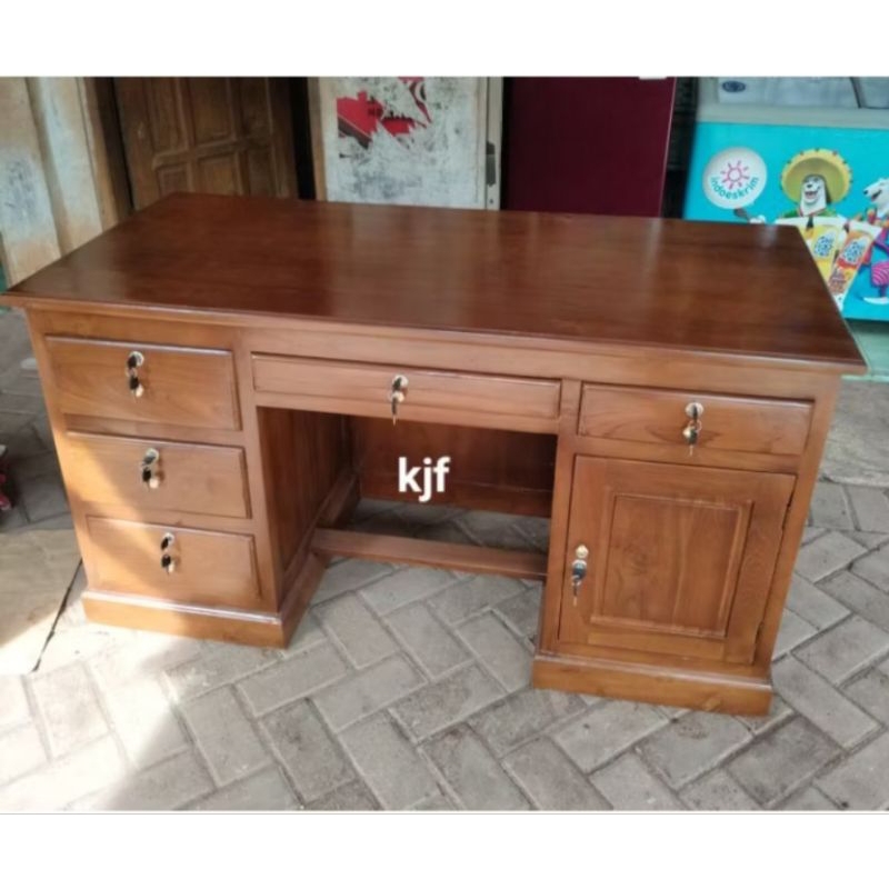 Meja tulis biro kantor meja guru kayu jati