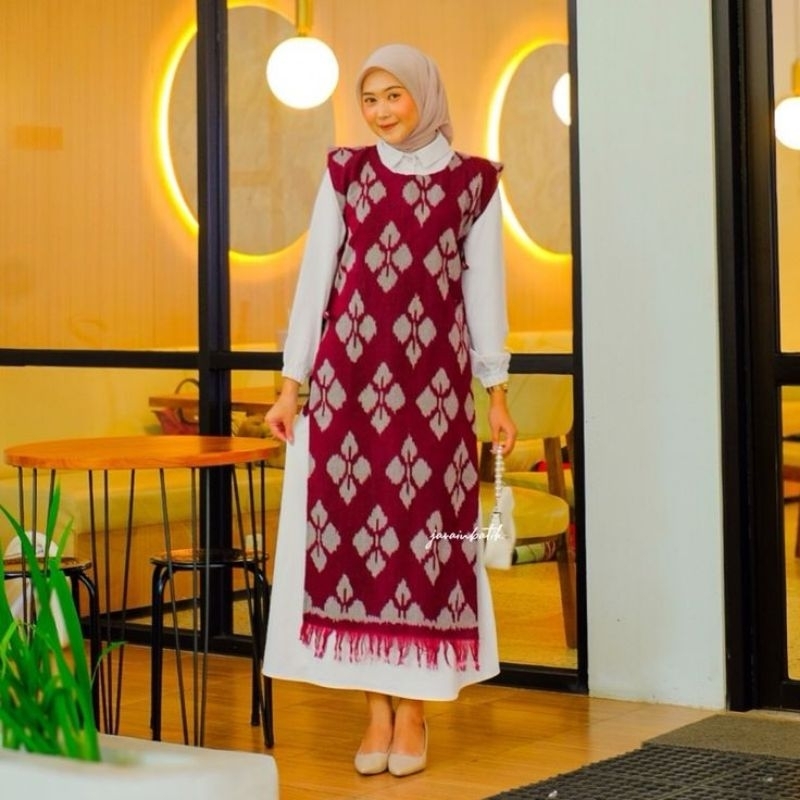 ROMPI VEST TENUN IKAT TROSO✅️MOTIF BUNGA✅️ORIGINAL TENUN IKAT TROSO JEPARA