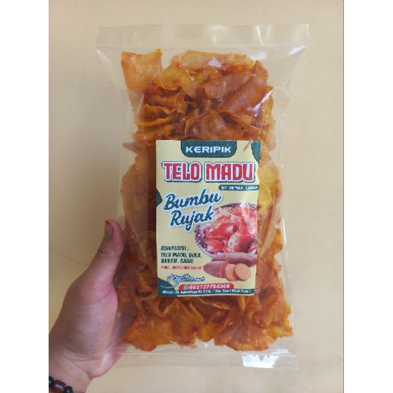 

keripik ubi madu pedas manis / keripik telo madu bumbu rujak /keripik ubi madu rambat