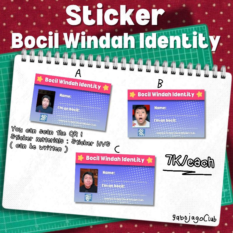 

[ Ready Stock—READ DESC ] Sticker Bocil Windah Identity