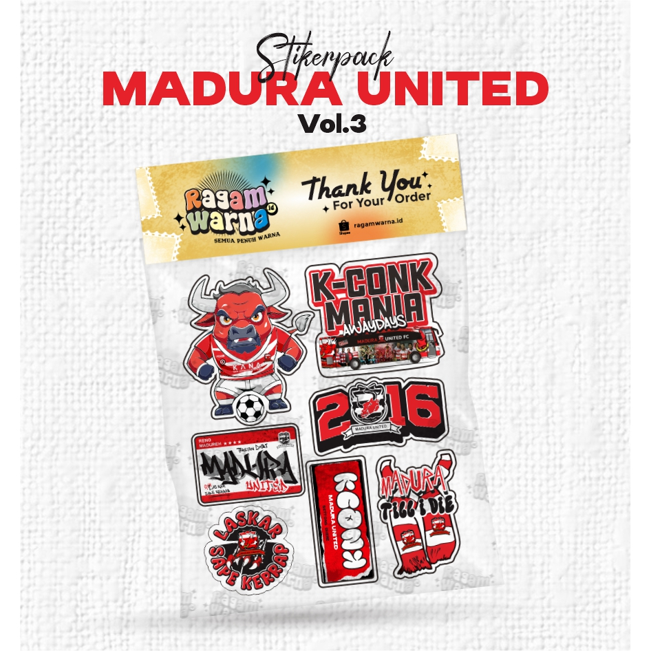 

STICKER MADURA UNITED,(CUTTING) 7pcs TARETAN DHIBI', k-conk mania