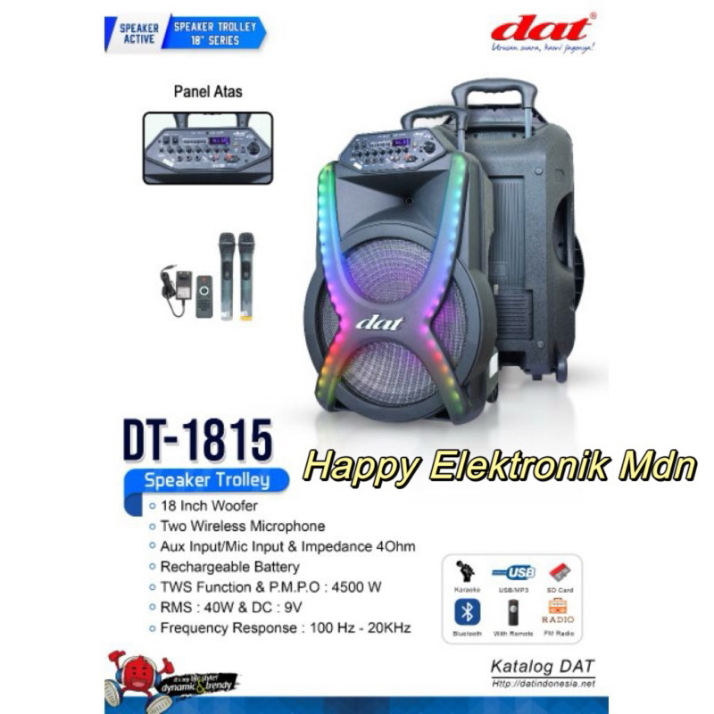 DAT DT 1815 Speaker Trolly DAT 18 inch Speaker Portable DAT 18 inch Portable Speaker DT1815 DAT Blue