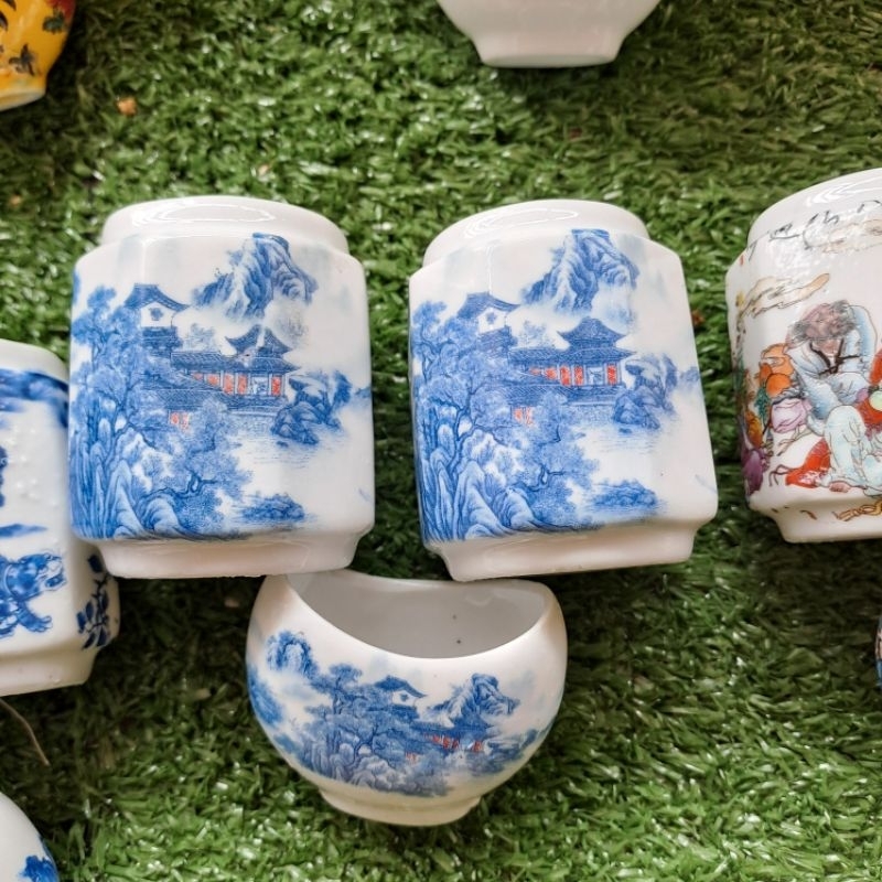 cepuk keramik burung besar segi enam