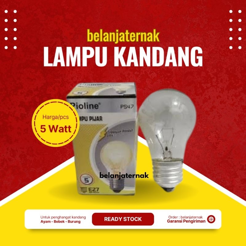 Lampu Kuning Ayam Bebek - Lampu Pijar 5 watt Ayam Bebek - Lampu Mesin Tetas