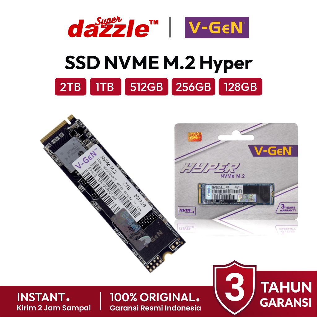 [ TERLARIS ] VGEN SSD M.2 NVMe Hyper 2TB 1TB 512GB 256GB 128GB PCIe Gen 3.0 Original 100% Garansi Re