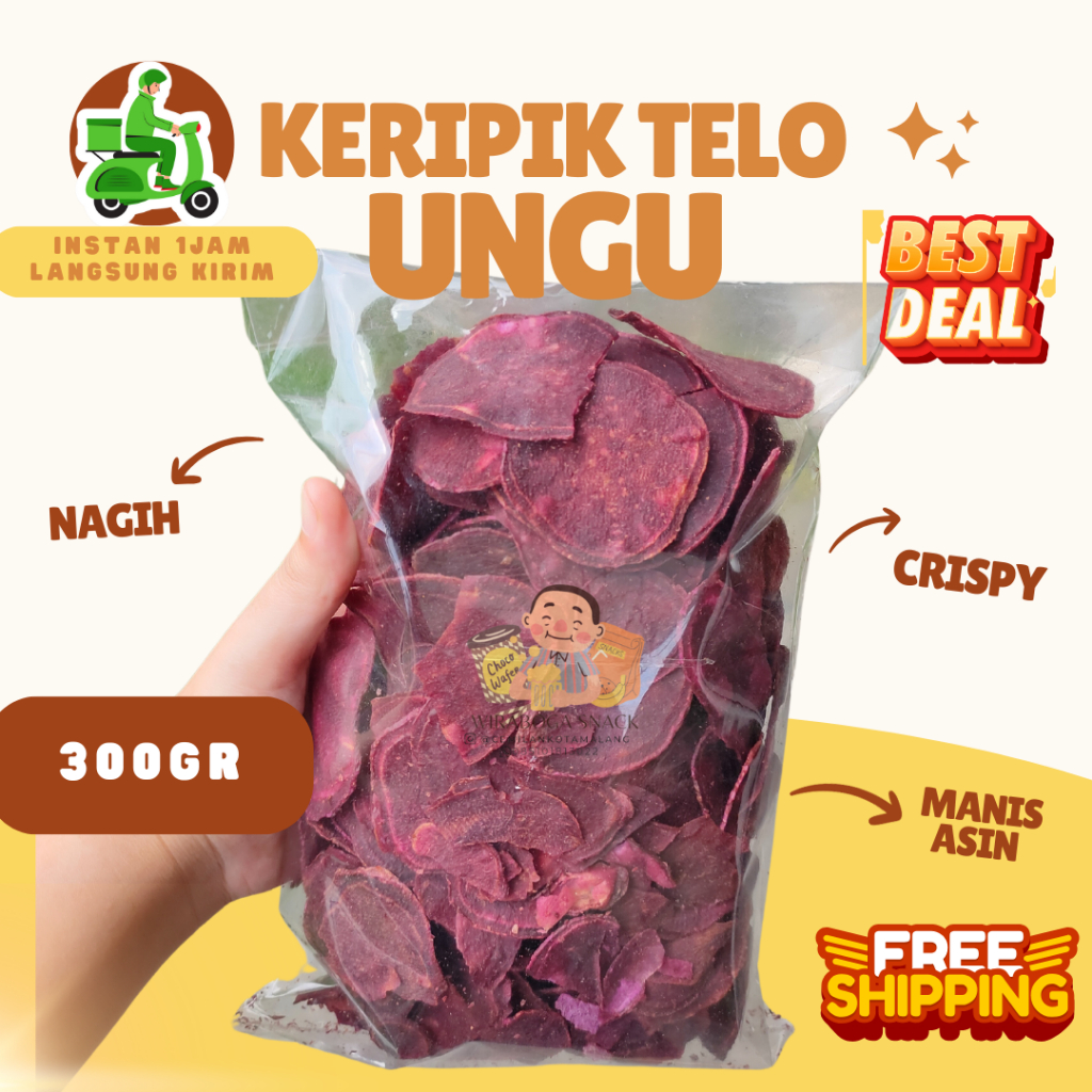 

[KILOAN] Keripik Telo Ungu 300Gr - KERIPIK UBI MANIS 200GR