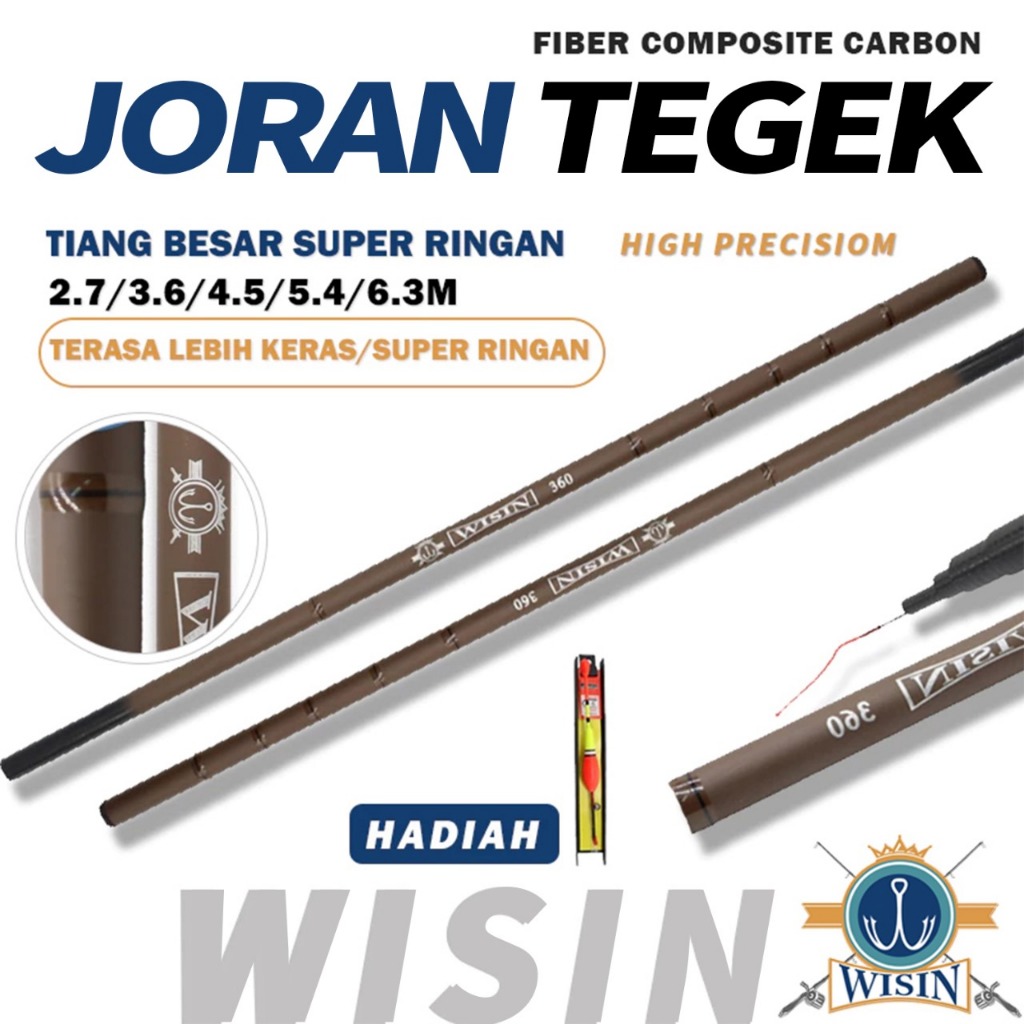 WISIN JORAN /1.8M/3M/3.6M/4.2/joran tegek carbon/Kombinasi putih dan biru/Kedatangan dalam jumlah ba