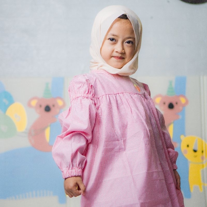 CANTIKA baju atasan anak perempuan terlaris motif salur baju atasan tunik anak cewe lengan panjang b