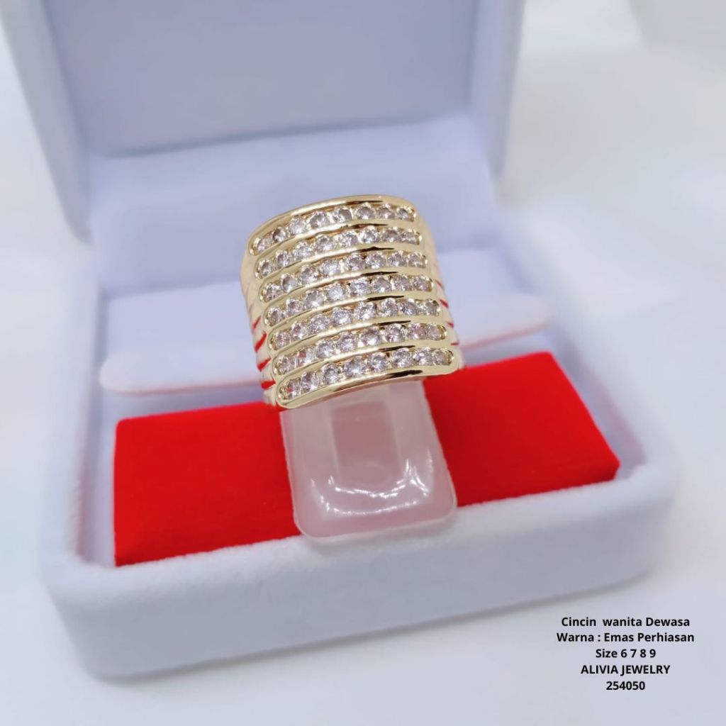 Cincin Jumbo Xuping Wanita Perhiasan Tembaga Lapis Emas Terlaris Tidak Mudah Luntur G8-4C