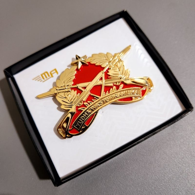 EMBLEM INFANTERI TERBARU FULL LOGAM BREVET BRIVET INFANTERI DASAR CAT MERAH PIN