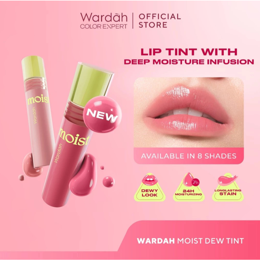 ❀HERA❀Wardah Moist Dew Tint 3 g - Liptint yang Mengadung Oatmilk dan Pentavitin - Ombre Tint