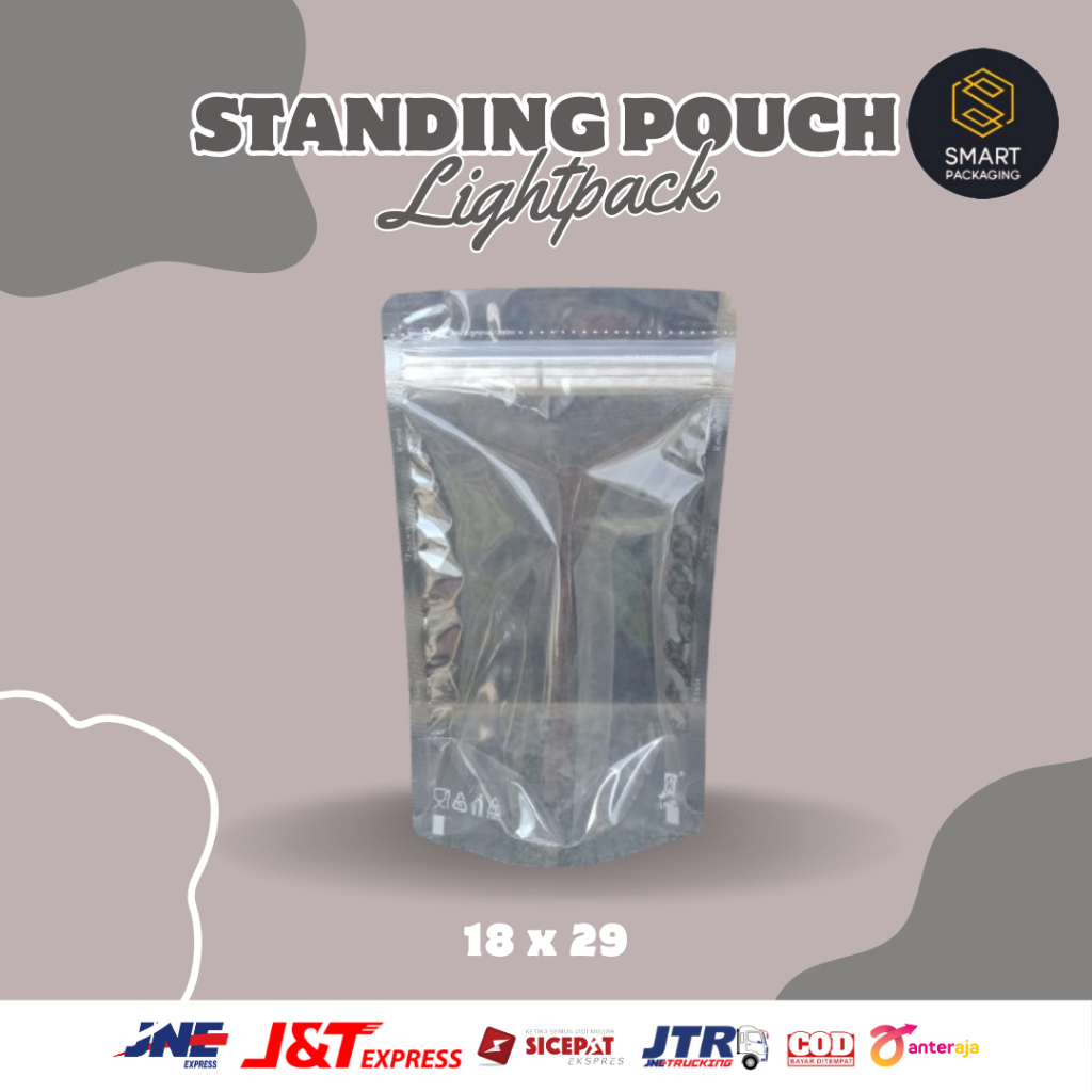 Standing Pouch Lighpack / Plastik Transparan ukuran 18 x 29 18x29
