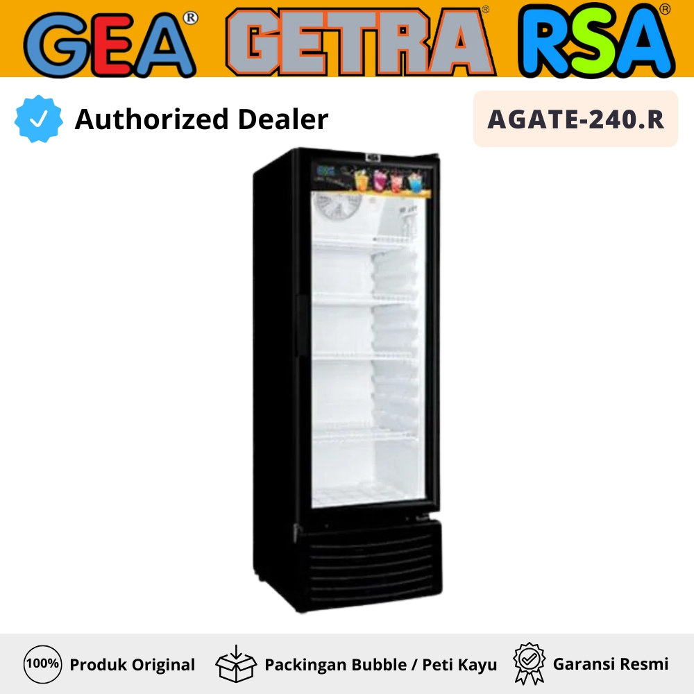 Display Cooler Rsa Agate-240.N Showcase Cooler Minuman 1 Pintu 4 Rak Garansi Resmi