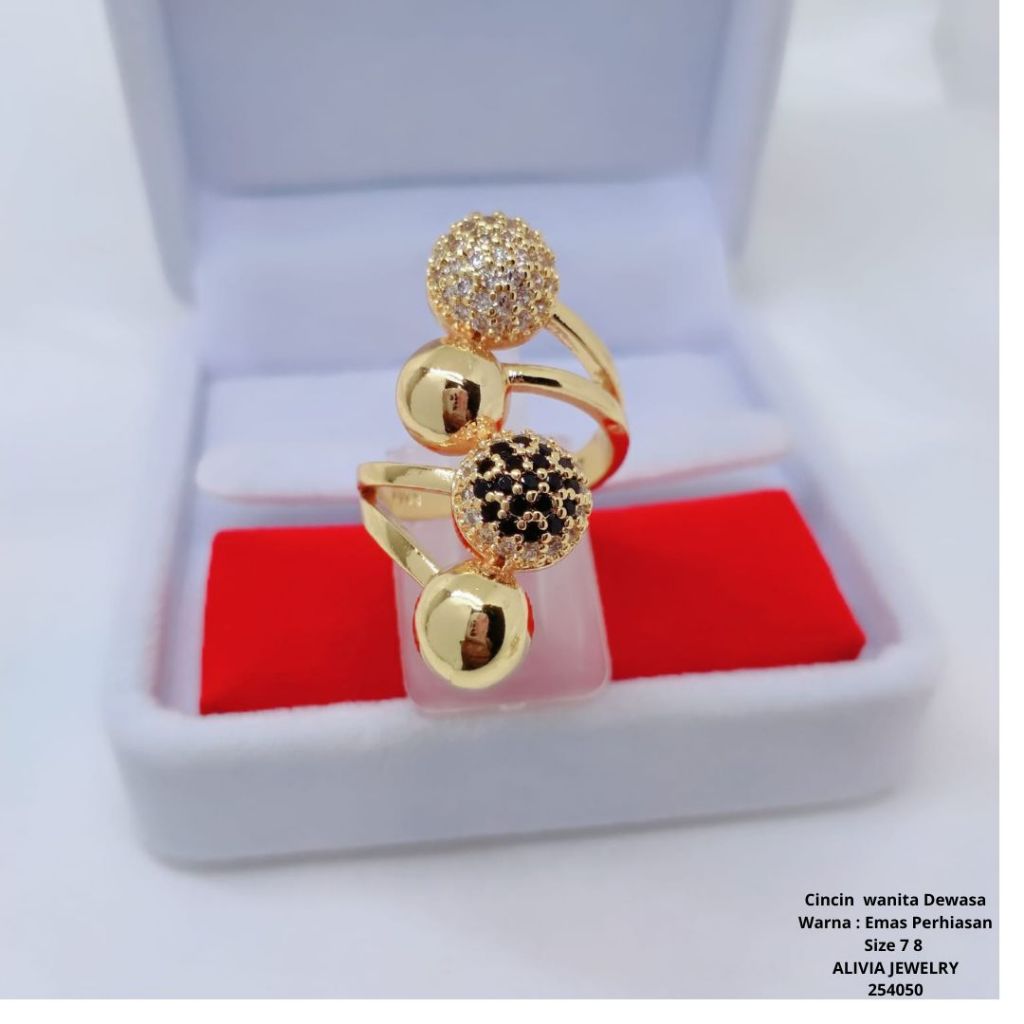 Cincin Jumbo Xuping Wanita Perhiasan Tembaga Lapis Emas Terlaris Tidak Mudah Luntur G8-9C