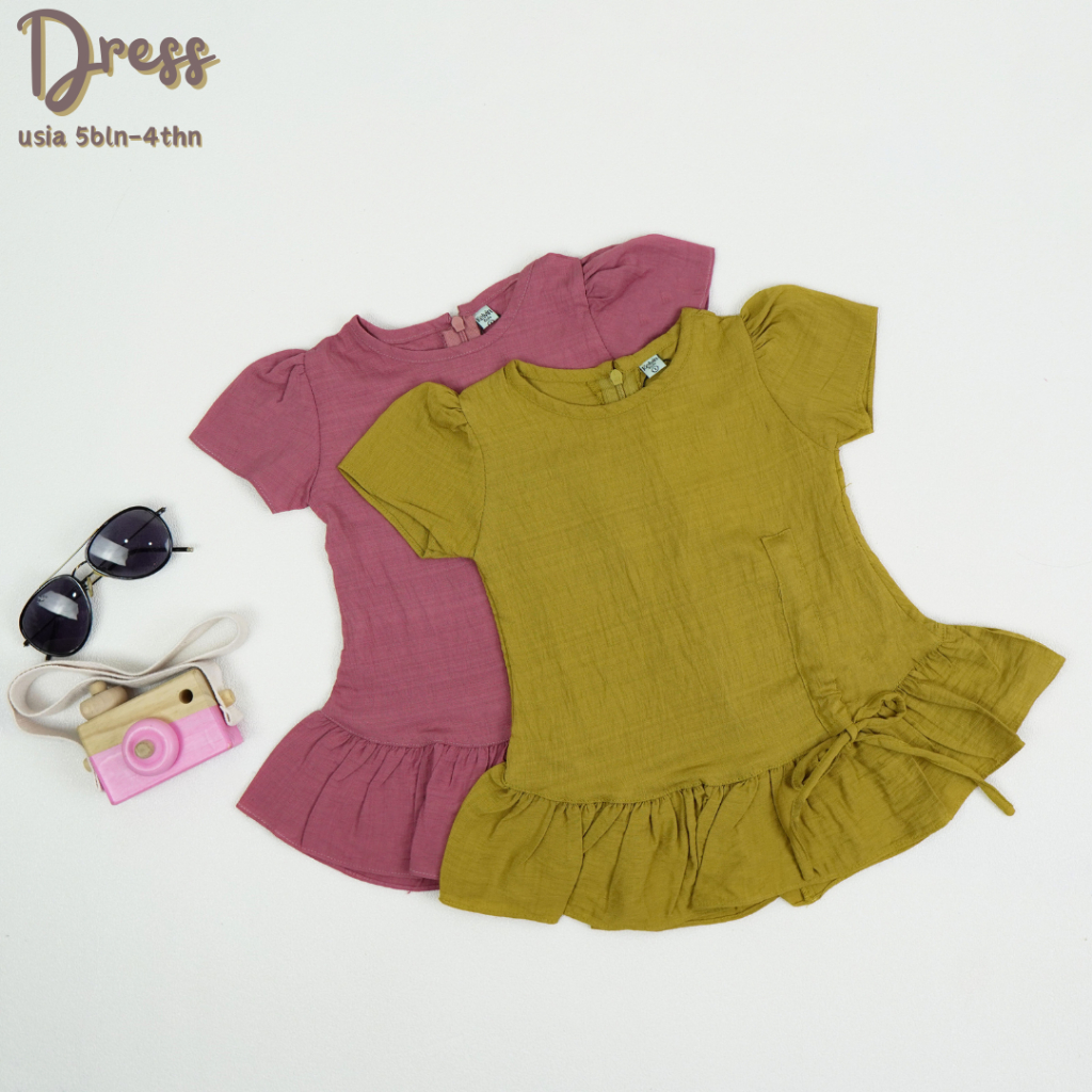 BAJU ANAK PEREMPUAN DRESS RUFFLE TANGAN MOTIF BARU KELVIN KIDS