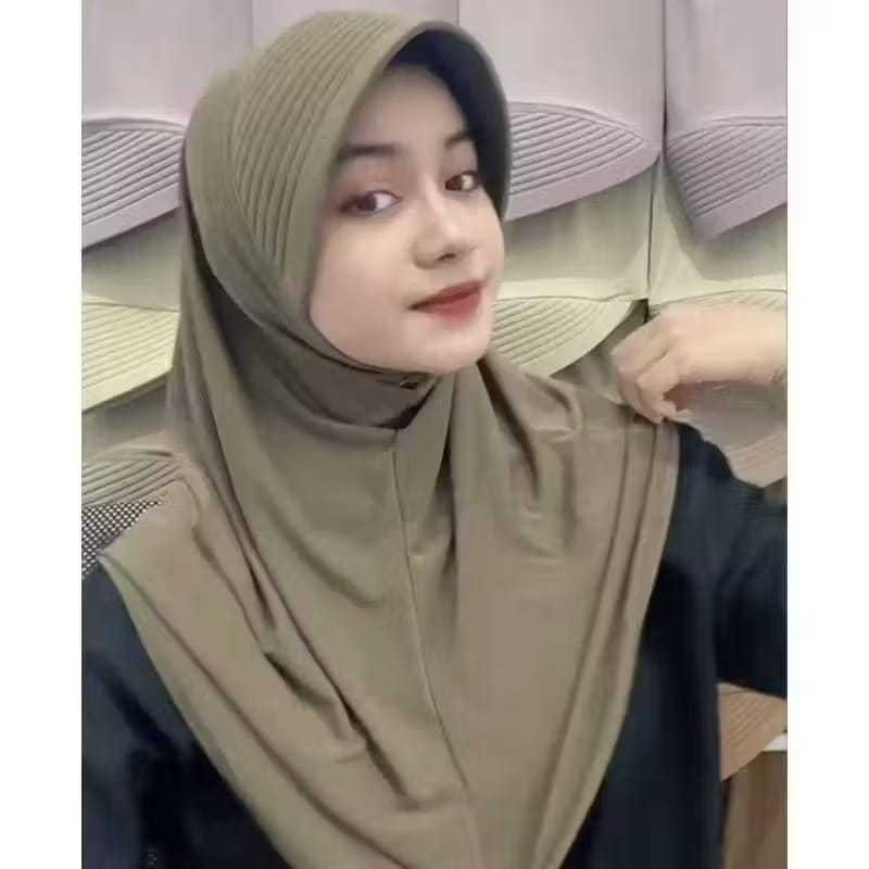 Bergo Jersey Pet Tebal Size M/Hijab Sport Pet Besar/Hijab Sekolah/Hijab menutup Dada/Hijab Instan