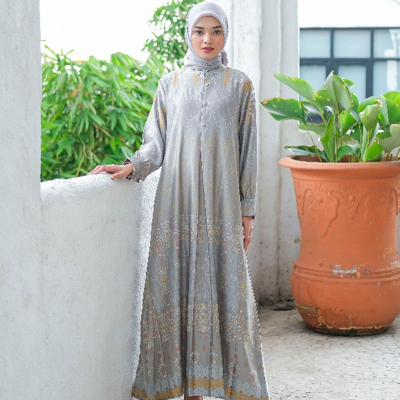 Batik Adyatma Wanita Mahalaya Silver Gamis