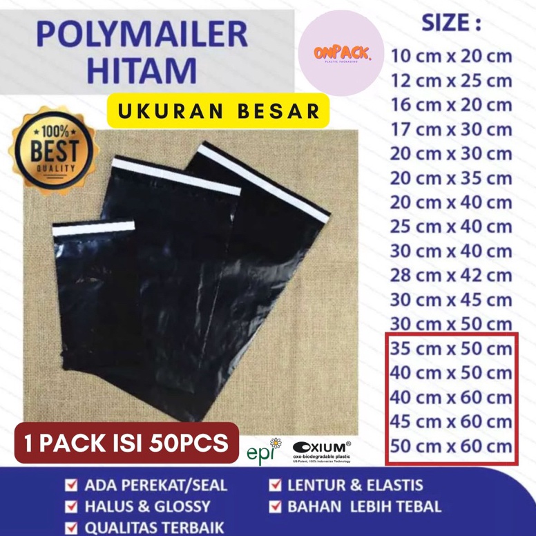 

KODE PRODUK QHDFV6393 Plastik Polymailer Hitam Ukuran Besar 1Pcs RAMAH LINGKUNGAN
