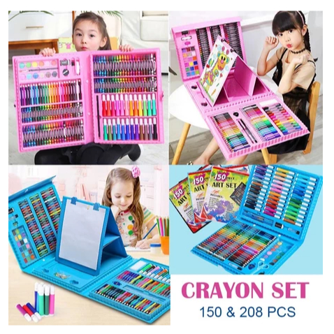 

Crayon Set Anak Pensil Warna 150pc 208pc Set Krayon Spidol Gambar Mewarnai Anak