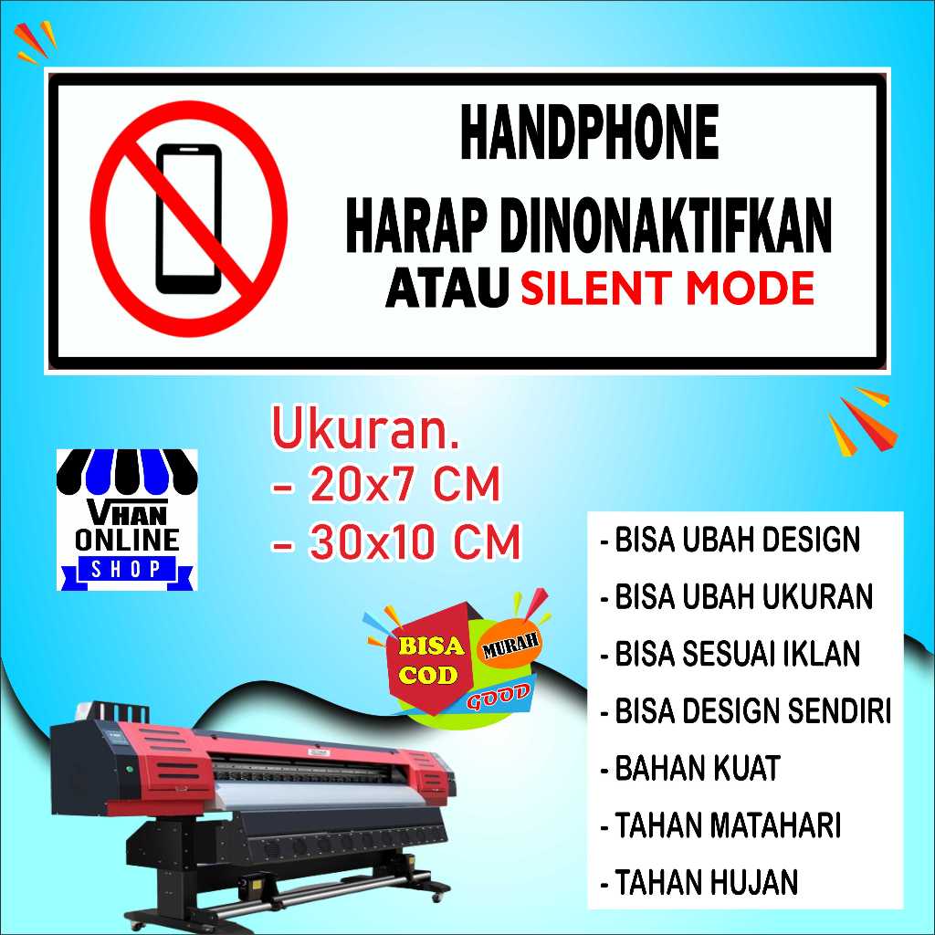 

Cetak Stiker Tulisan Non Aktifkan HP Bahan Bagus Putih