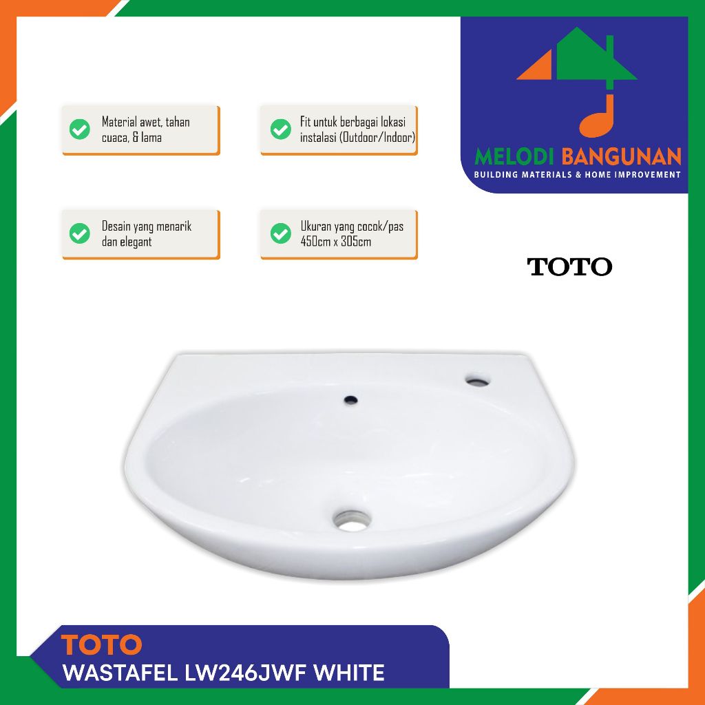 Toto - Washtafel + Wastafel + Westafel + Basin Lw246jwf Lw246j Lw 246 Jwf White