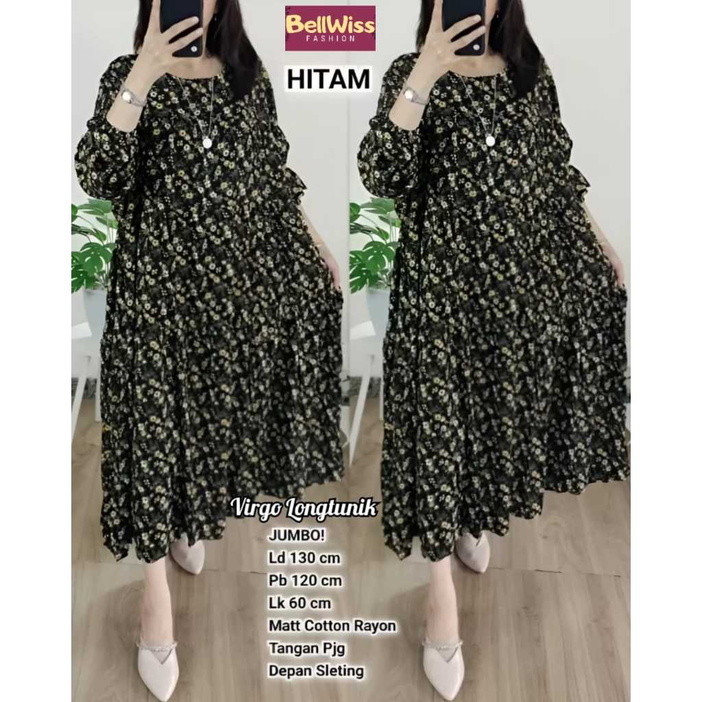 TUNIK OVERSIZE WANITA LENGAN KERUT KATUN RAYON MOTIF TERBARU PAKAIAN WANITA BAJU ATASAN KOREAN STYLE