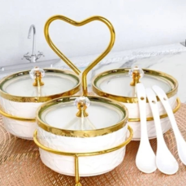 TEMPAT BUMBU / SAMBAL KERAMIK SET PORSELAIN FIORENZA LGM-823